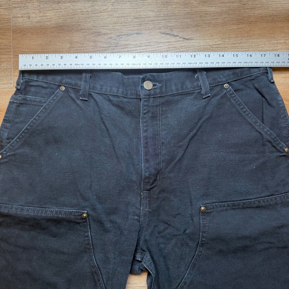 Vintage Carhartt B01 Pants Mens 34x31 Faded Black Double Knee Canvas Dungaree - Picture 8 of 12